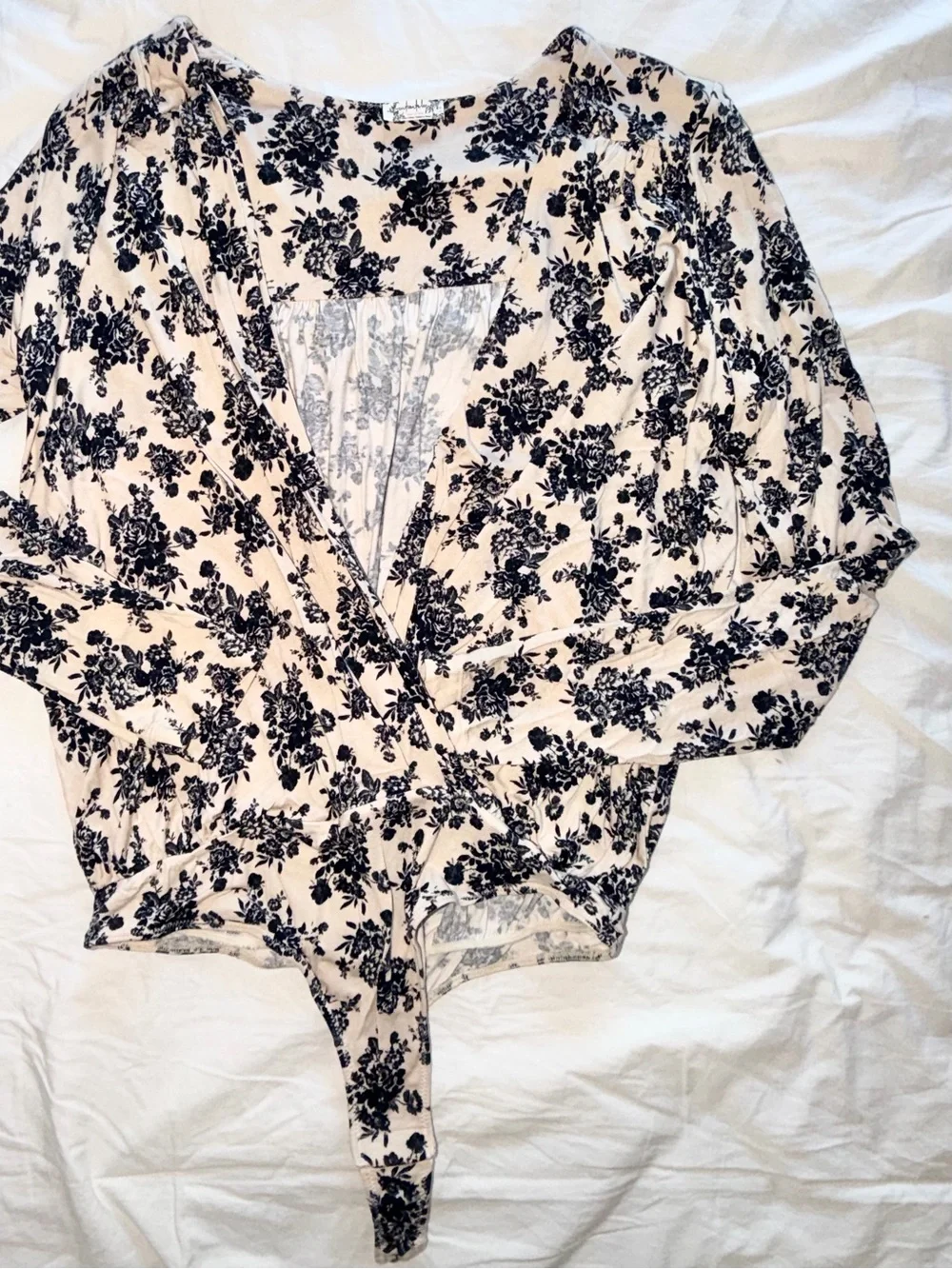 Free People Printed Turnt Long Sleeve Bodysuit